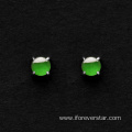 Double C-shaped jadeite stud earrings